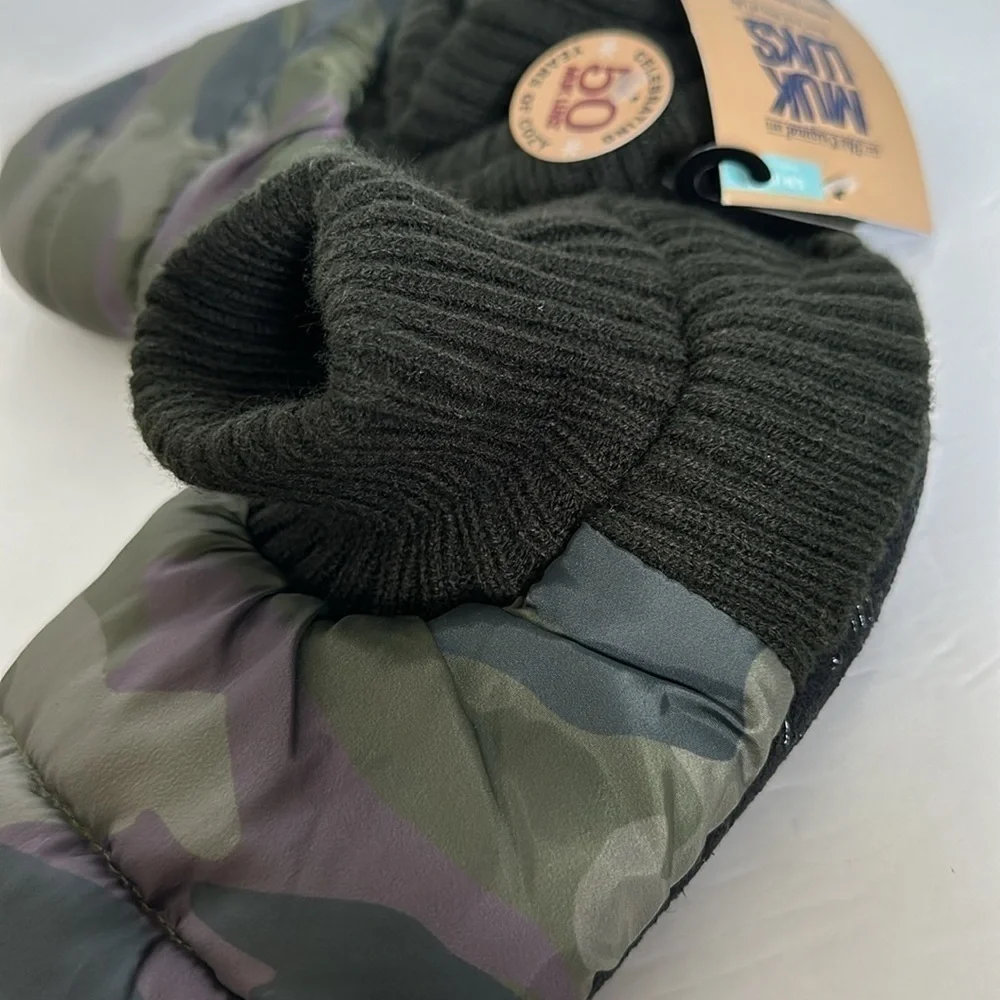 MUK LUKS Unisex Quilted Slipper Booties - Green, S/M (8-10) NWT
